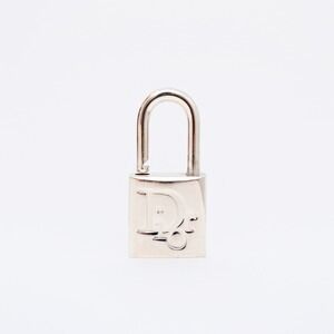 Authentic Christian Dior Silver Logo‎ Padlock and Key Bag Charm Set